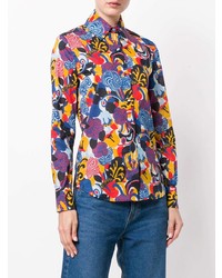 mehrfarbige bedruckte Bluse mit Knöpfen von La Doublej
