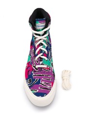 mehrfarbige bedruckte hohe Sneakers aus Segeltuch von Converse