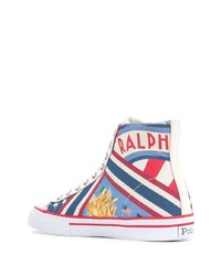mehrfarbige bedruckte hohe Sneakers aus Segeltuch von Ralph Lauren