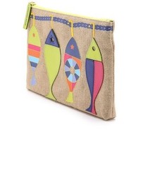 mehrfarbige bedruckte Leder Clutch von Jonathan Adler