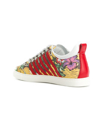 mehrfarbige bedruckte Leder niedrige Sneakers von DSQUARED2