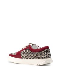 mehrfarbige bedruckte Leder niedrige Sneakers von Salvatore Ferragamo