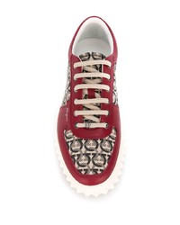 mehrfarbige bedruckte Leder niedrige Sneakers von Salvatore Ferragamo