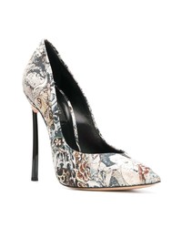 mehrfarbige bedruckte Leder Pumps von Casadei