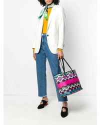 mehrfarbige bedruckte Shopper Tasche aus Leder von Emilio Pucci