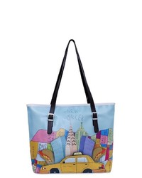 mehrfarbige bedruckte Shopper Tasche aus Leder von DOGO