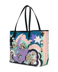 mehrfarbige bedruckte Shopper Tasche aus Leder von Emilio Pucci