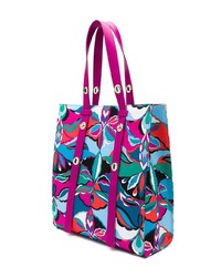 mehrfarbige bedruckte Shopper Tasche aus Leder von Emilio Pucci