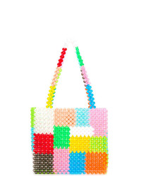 mehrfarbige bedruckte Shopper Tasche aus Leder von Susan Alexandra