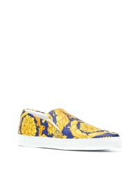 mehrfarbige bedruckte Slip-On Sneakers aus Leder von Versace