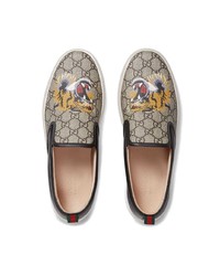 mehrfarbige bedruckte Slip-On Sneakers aus Leder von Gucci