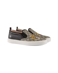 mehrfarbige bedruckte Slip-On Sneakers aus Leder von Gucci