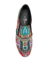 mehrfarbige bedruckte Slip-On Sneakers aus Leder von Etro