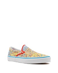 mehrfarbige bedruckte Slip-On Sneakers aus Segeltuch von Vans