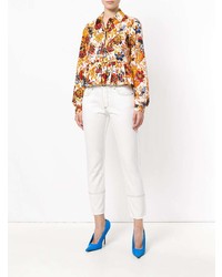 mehrfarbige Bluse mit Knöpfen mit Blumenmuster von MSGM