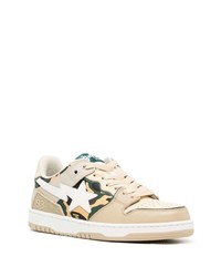 mehrfarbige Camouflage Leder niedrige Sneakers von A Bathing Ape