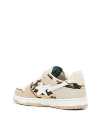 mehrfarbige Camouflage Leder niedrige Sneakers von A Bathing Ape