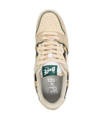 mehrfarbige Camouflage Leder niedrige Sneakers von A Bathing Ape