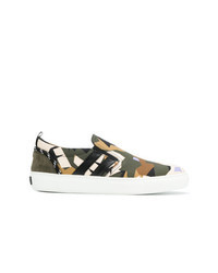 mehrfarbige Camouflage Slip-On Sneakers