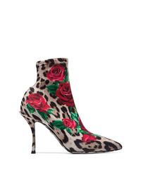 mehrfarbige elastische Stiefeletten mit Leopardenmuster von Dolce & Gabbana