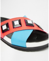 mehrfarbige flache Sandalen aus Leder von Kat Maconie