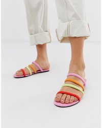 mehrfarbige flache Sandalen aus Leder von Monki