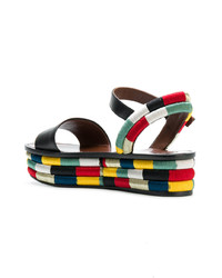 mehrfarbige flache Sandalen aus Leder von Tory Burch