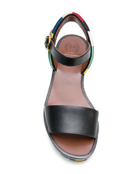 mehrfarbige flache Sandalen aus Leder von Tory Burch