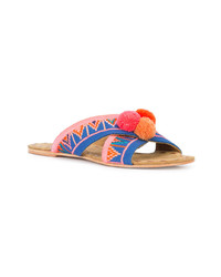 mehrfarbige flache Sandalen aus Segeltuch von Figue