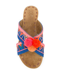 mehrfarbige flache Sandalen aus Segeltuch von Figue