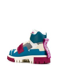 mehrfarbige flache Stiefel mit einer Schnürung aus Leder von Dolce & Gabbana