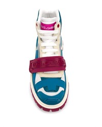 mehrfarbige flache Stiefel mit einer Schnürung aus Leder von Dolce & Gabbana