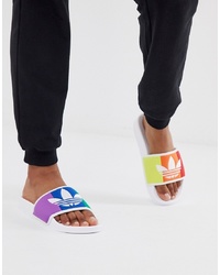 mehrfarbige Gummi flache Sandalen von adidas Originals