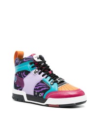 mehrfarbige hohe Sneakers aus Leder von Moschino