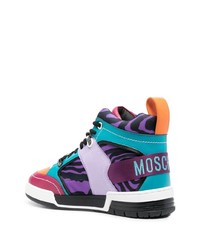 mehrfarbige hohe Sneakers aus Leder von Moschino