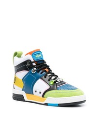 mehrfarbige hohe Sneakers aus Leder von Moschino