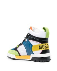 mehrfarbige hohe Sneakers aus Leder von Moschino