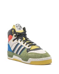 mehrfarbige hohe Sneakers aus Leder von adidas