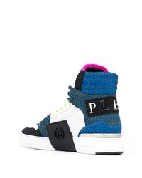 mehrfarbige hohe Sneakers aus Leder von Philipp Plein