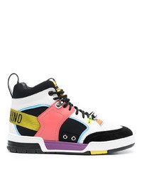 mehrfarbige hohe Sneakers aus Leder von Moschino