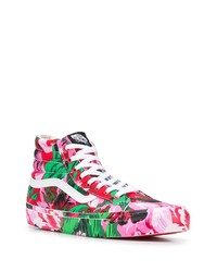 mehrfarbige hohe Sneakers aus Segeltuch mit Blumenmuster von Kenzo