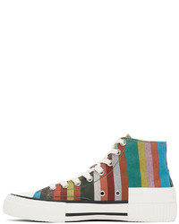 mehrfarbige hohe Sneakers aus Segeltuch von Paul Smith