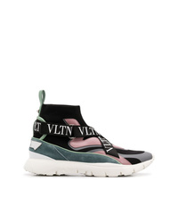 mehrfarbige hohe Sneakers aus Wildleder von Valentino