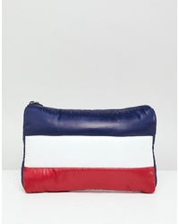 mehrfarbige horizontal gestreifte Leder Clutch