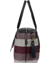 mehrfarbige horizontal gestreifte Shopper Tasche aus Leder von Marc O'Polo