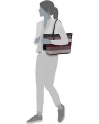 mehrfarbige horizontal gestreifte Shopper Tasche aus Leder von Marc O'Polo
