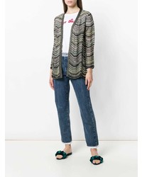 mehrfarbige horizontal gestreifte Strickjacke mit einer offenen Front von M Missoni