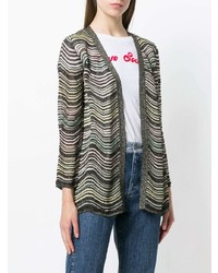 mehrfarbige horizontal gestreifte Strickjacke mit einer offenen Front von M Missoni