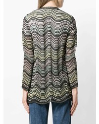 mehrfarbige horizontal gestreifte Strickjacke mit einer offenen Front von M Missoni