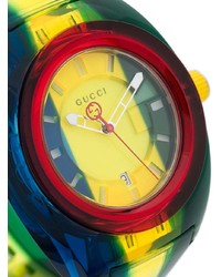 mehrfarbige horizontal gestreifte Uhr von Gucci